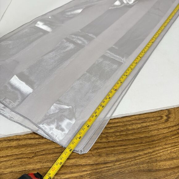 Women’s Gray Satin Silver Stripe Scarf Sheer Lightweight Wrap 60”x12.5” - Picture 10 of 14